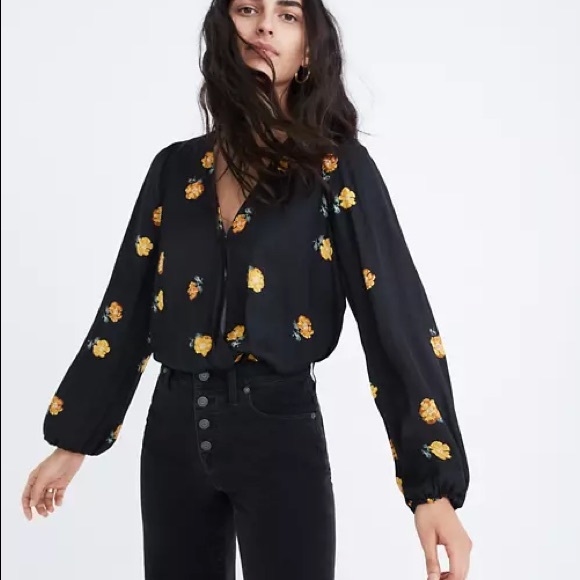 Madewell Bubble-Sleeve Wrap Top Floating Florets - Picture 13 of 13